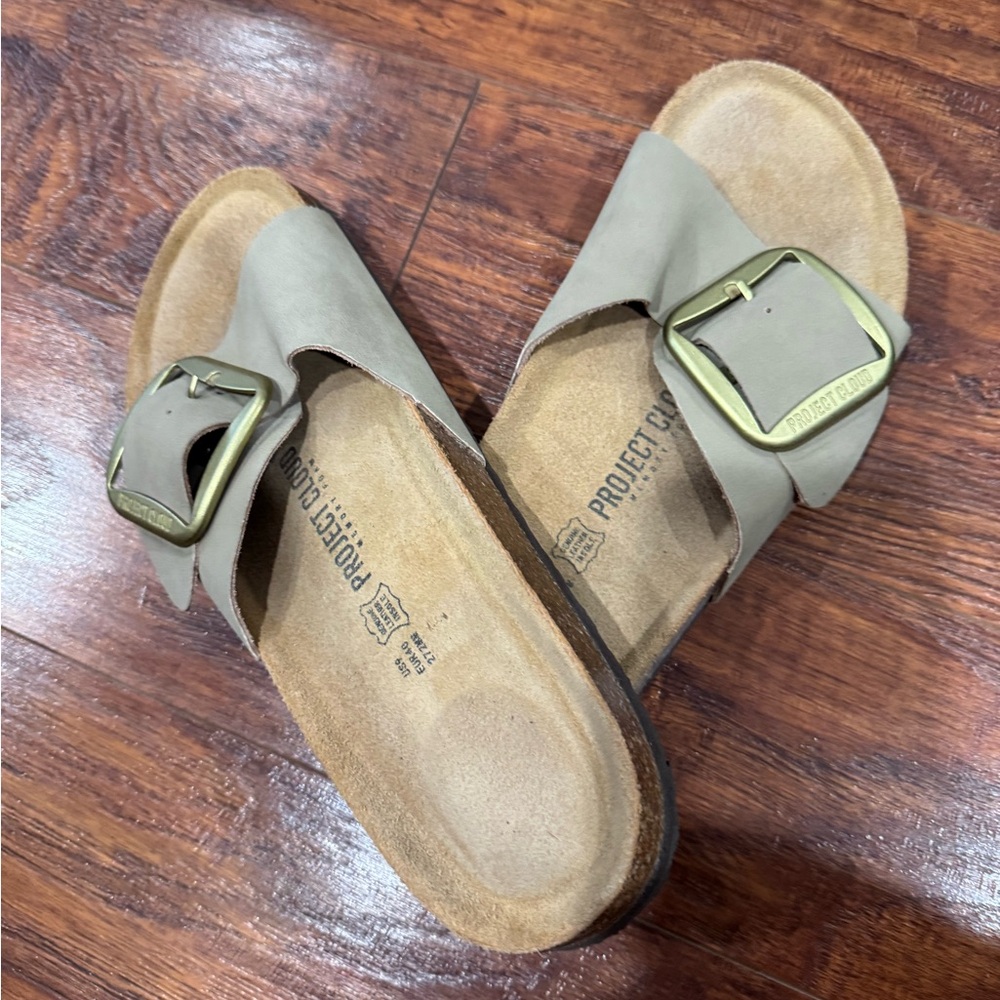 Project C Slide Sandals with Buckle - tan